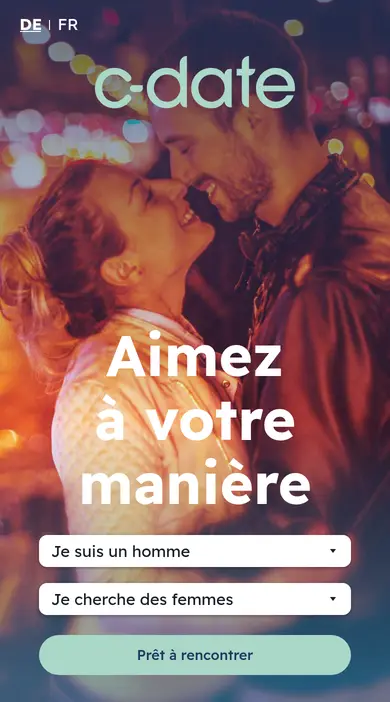Avis C-Date: sur smartphone, page d’accueil mobile de fr.c-date.ch