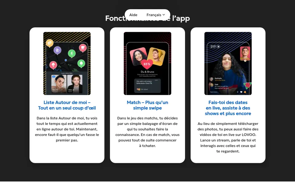 Avis LOVOO: fonctions de l’appli sur lovoo.com, liste Autour de moi, Match et live